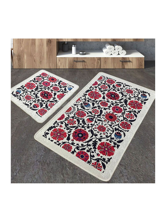 L'Εssentiel Maison Set Badematten Synthetisch,Polyester/Cotton/Leather Rechteckig 359CHL5291 Red-white 2Stück