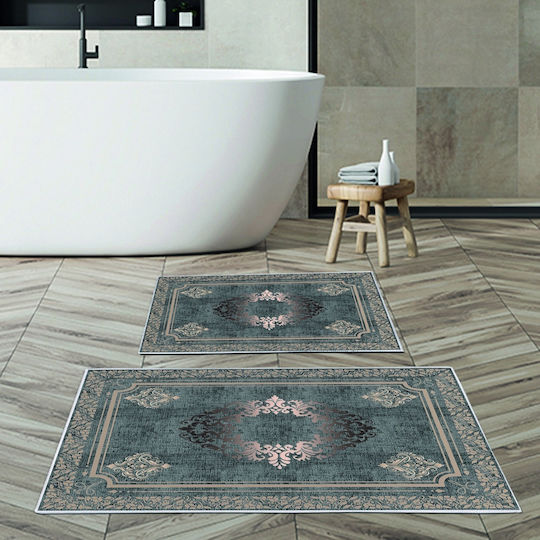 L'Εssentiel Maison Set Badematten Synthetisch,Polyester/Cotton/Leather Rechteckig 299ANR1641 Petrol 2Stück