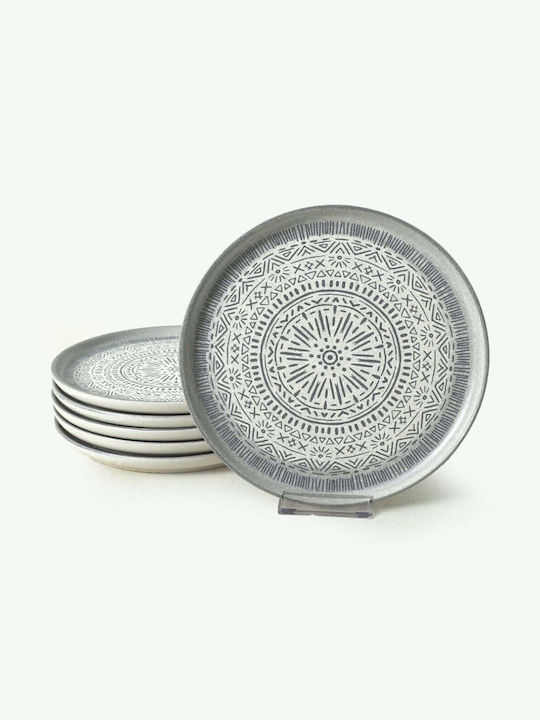 Hermia Farfurie Deșert Ceramică Gri cu Diametru 22cm 6buc