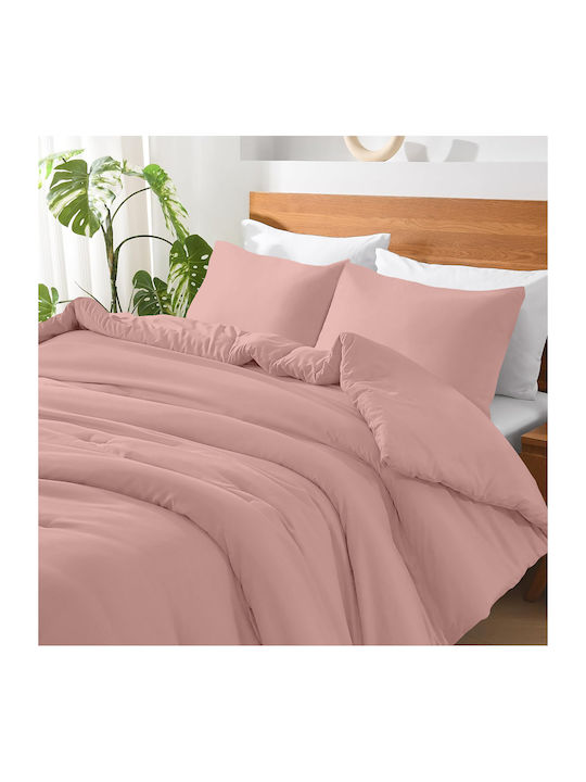 Lino Home Basico Σετ Σεντόνια Υπέρδιπλα 240x260εκ. Pink (4τμχ)