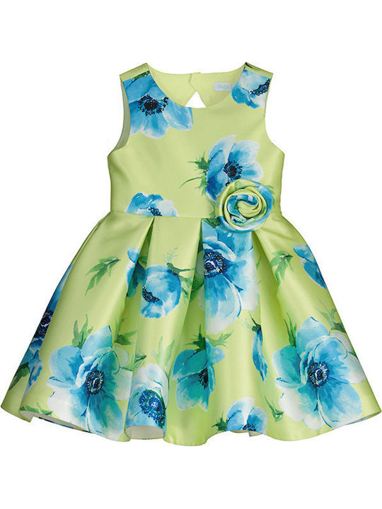 Abel & Lula Kinderkleid Ärmellos Tüll Blumen Green