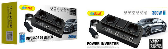 Andowl Qnb1600 Car Inverter 300W for 12V DC with 6xUSB