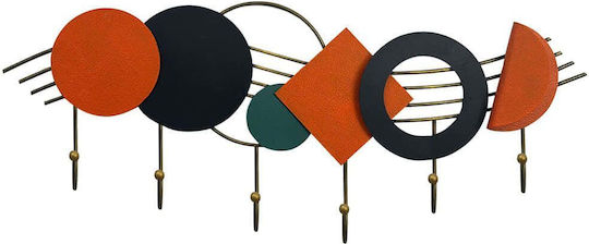 Wallity Wall Hanger Metal 6 Hooks Multicolour 59x24cm