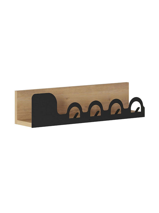 Hanah Home Wandhalterung Metall 4 Haken Braune 63x14x14cm