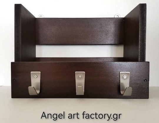Wooden Wall Key Hook 3 Hooks 45x30cm
