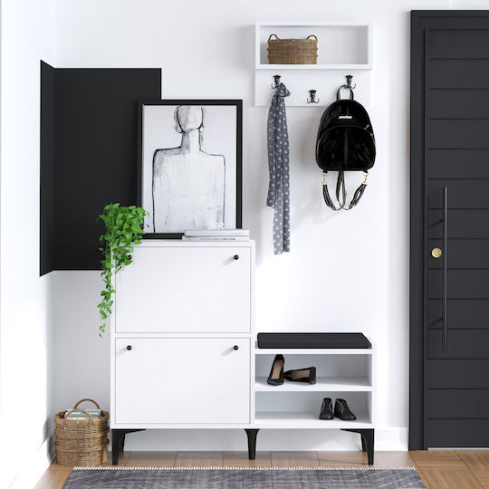 Bred Έπιπλο Εισόδου με Παπουτσοθήκη White-black 110x35x92εκ.
