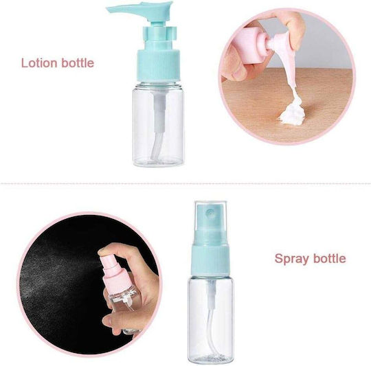 Set Recipiente Cosmetice Tecos Material Plastic Albastru 9 Piese Kit Ideal pentru Călătorii