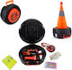 Auto-Notfall-Kit mit Reflektierende Weste, Batteriekabel, Abschleppseil, Rettungshammer & Handschuhe