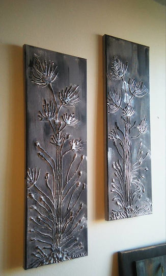 Painting "Embossed Flowers" Grey-Silver