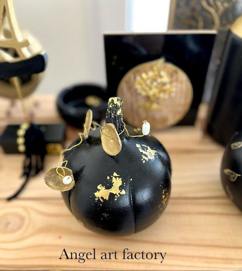 Decorative Ceramic Pumpkin Gold & Black