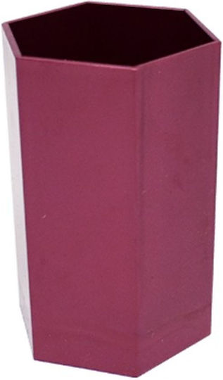 Metron Μολυβοθήκη Πλαστική Πολύγωνη 7x11cm Μεταλλικό Βυσσινί 094060