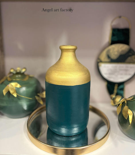 Keramikvase "grün-gold"