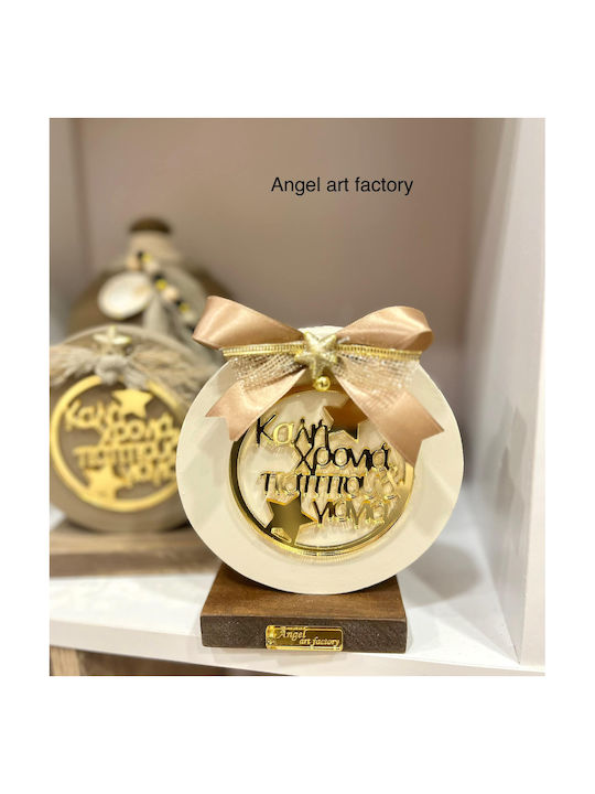 Happy New Year Grandpa-Grandma Handmade Tabletop Lucky Charm with Wishes made of Wood 1pcs