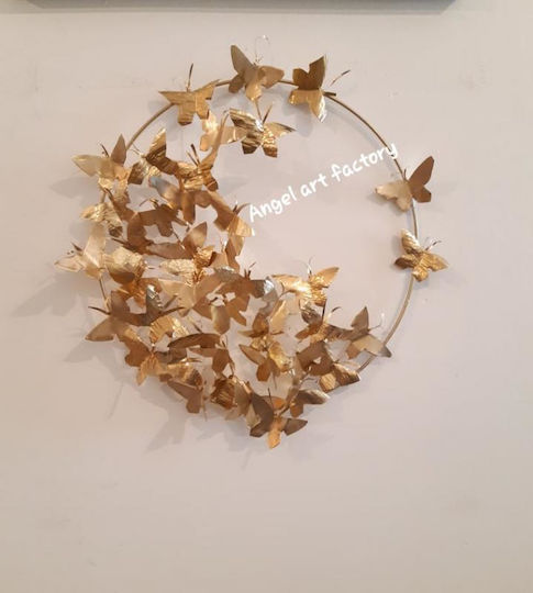 Goldener Kranz mit gehämmerten Schmetterlingen 50 cm