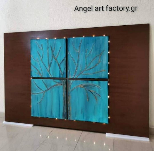 Geprägtes Vierfach-Panel-Baum-Holzlichtgemälde