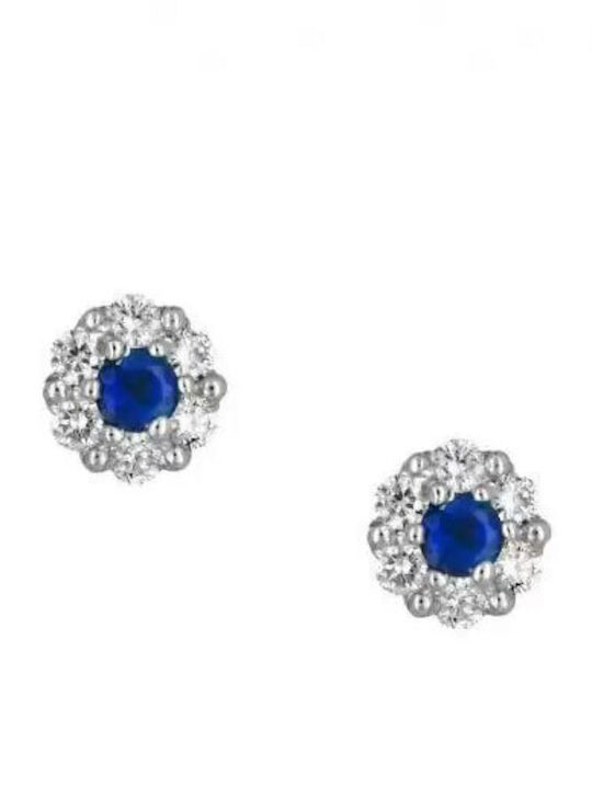 Children's Silver Earrings 925 – Blue and White Zircon Rosette