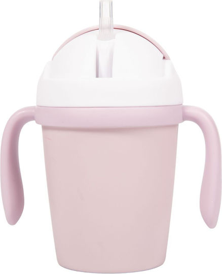 Bo Jungle Căniță pentru copii cu Mânere și Pai din Plastic Roz 250ml
