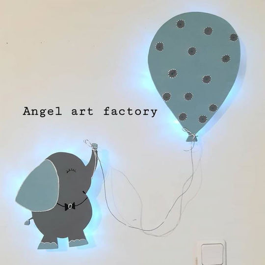 Aplica de perete din lemn "Elefant cu balon"