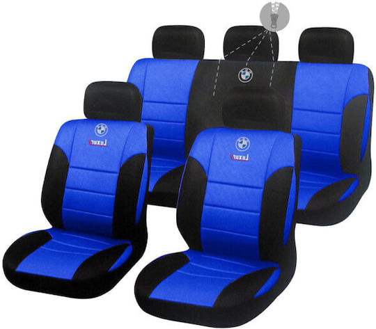 Lux Split Seat Covers BMW Universal PU Leather Takeposition Black Blue 214-3249-9000-10