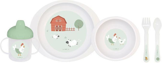 Saro Saro Funny Farm Plastic Green Baby & Kids Feeding Set 5 Pieces