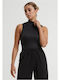 Ladies Glitter High Neck Bodysuit Black