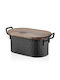 Hermia Brotkasten mit Deckel Metallisch Schwarz 40x18x20cm