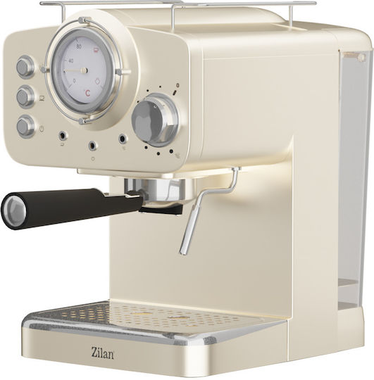 Zilan Μηχανή Espresso 1100W Πίεσης 15bar Μπεζ ZLN2992