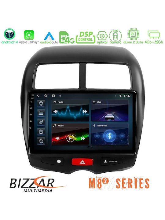 Bizzar Auto-Audiosystem für Mitsubishi Asx Citroen C4 Aircross 2014 (Bluetooth/USB/WiFi/GPS/Apple-Carplay/Android-Auto) mit Touchscreen 10"