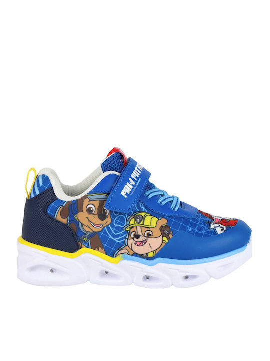 Paw Patrol Παιδικά Sneakers Ανατομικά με Σκρατς & Φωτάκια Μπλε