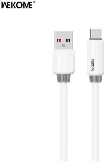 WK Редовна USB 2.0 Кабел USB-C мъжки - USB-A мъжки 66W Бял 1м