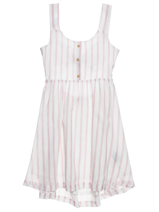 Kinderkleid Ärmellos Gestreift Rosa