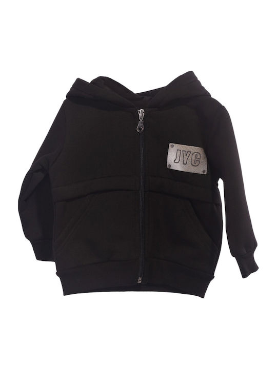 Joyce Kids Cardigan Cotton with Hood Black