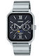 Casio Herrenuhren 34mm Chronograph Batterie mit Schwarz Rostfreier Stahl Armband