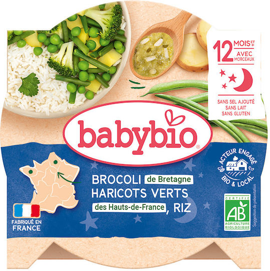 Babybio Βρεφικό Γεύμα με Γεύση Μπρόκολο - Φασολάκια - Αρακά - Πατάτες - Ρύζι 230gr για 12+ Μηνών