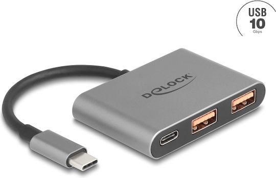 DeLock USB Hub 3 Ports USB 3.0 with USB-A Connection Gray