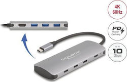 DeLock USB Хъб 7 Порта USB 2.0 с USB-A Връзка Сив