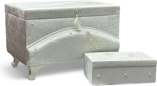 Olia Home Cufăr Botez din Catifea 55x35x30εκ.