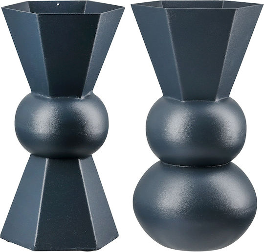 ArteLibre Vază Decorativă Metalic Metallo Albastru 9x9x20cm 2buc