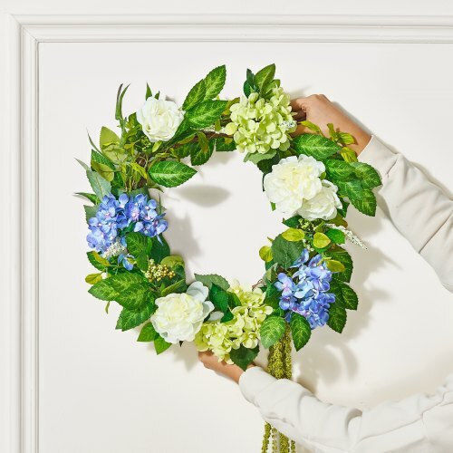 Vevor Künstlicher Dekokranz 23 Zoll Blau Weiß Grün Hortensien Rosen Zshhxqhtmlbl4g2okv0