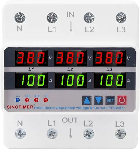 Sinotimer Three-phase Relay Digital Protection Safety Display Voltage 380v Programmable Between 1-100a Stvp935-100a-380