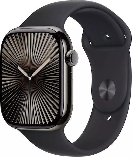 Apple Apple Watch Series 10 Cellular Titanium 46mm Waterproof with eSIM and Heart Rate Monitor Slate Black Sport Band M/L