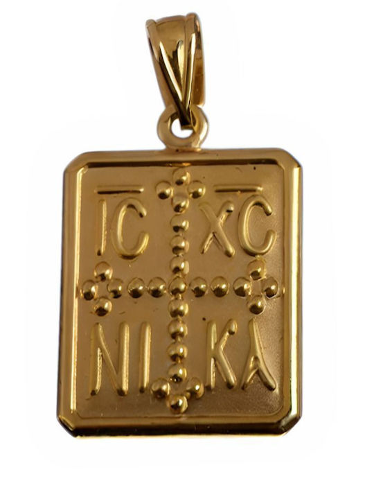 Gatsa Pendant Kids Talisman Double Sided Konstantinato made of Gold 9K ST071