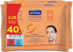 Septona Dermasoft Vitamin C & Micellar Μαντηλάκια Αδιάβροχου Ντεμακιγιάζ 40τμχ Septona Dermasoft Vitamin C & Micellar Μαντηλάκια Αδιάβροχου Ντεμακιγιάζ 40τμχ