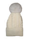 Pom Pom Beanie Beanie Knitted in White color