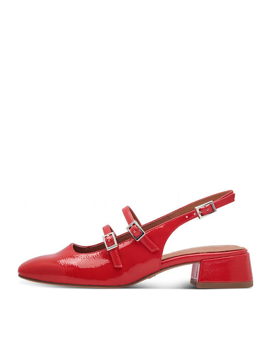 Patent Leather Red Heels with Strap