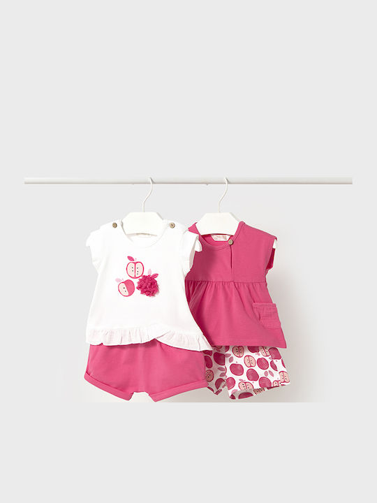 Mayoral Kids' Set with Shorts Summer 4pcs Pink
