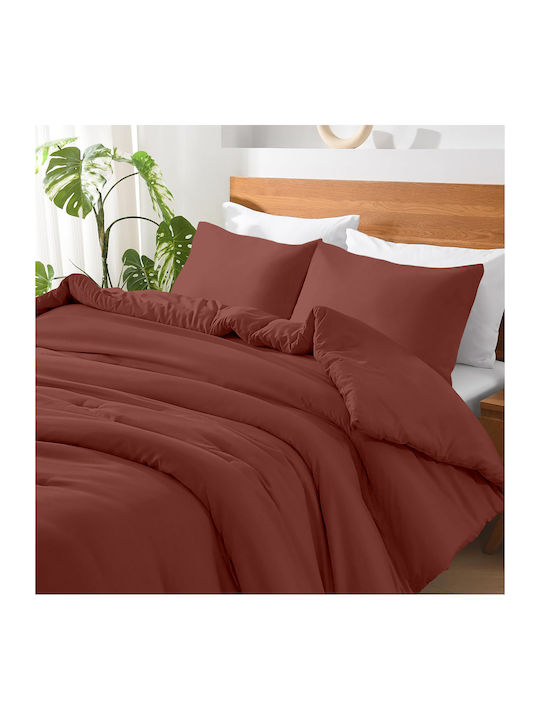 Lino Home Basico Σεντόνι Υπέρδιπλο με Λάστιχο 160x200+30εκ. Rose