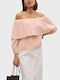 Aware Γυναικεία Μπλούζα Off-Shoulder Μακρυμάνικη Σομόν