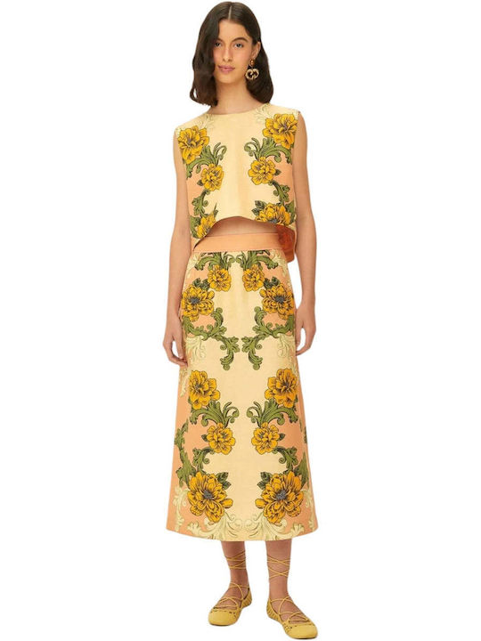 Γυναικείο Crop Top Floral Μπεζ