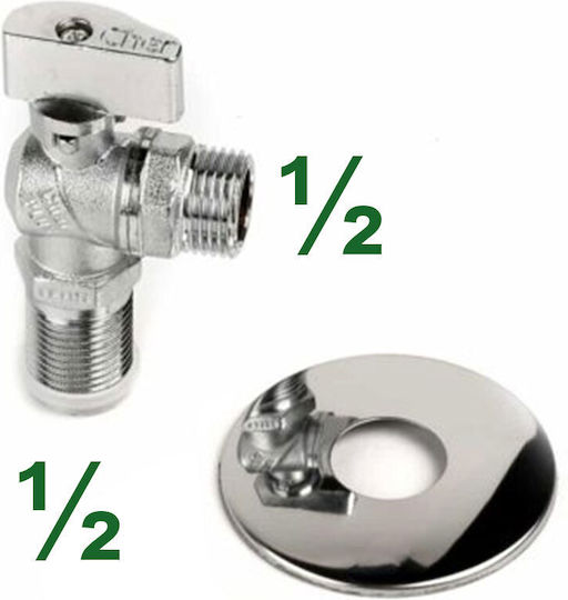 Cherbross Angle Ball Valve 1/2"-1/2" Metal Handle 04862